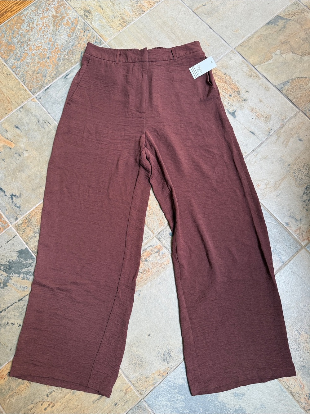 Wide-Leg Burgundy Pants